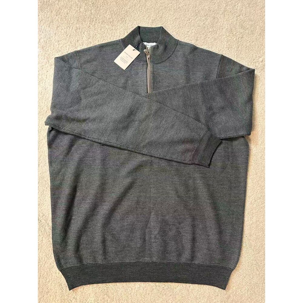 NEW Peter Millar Men’s Crown Quarter Zip Merino Wool Sweater Size Large